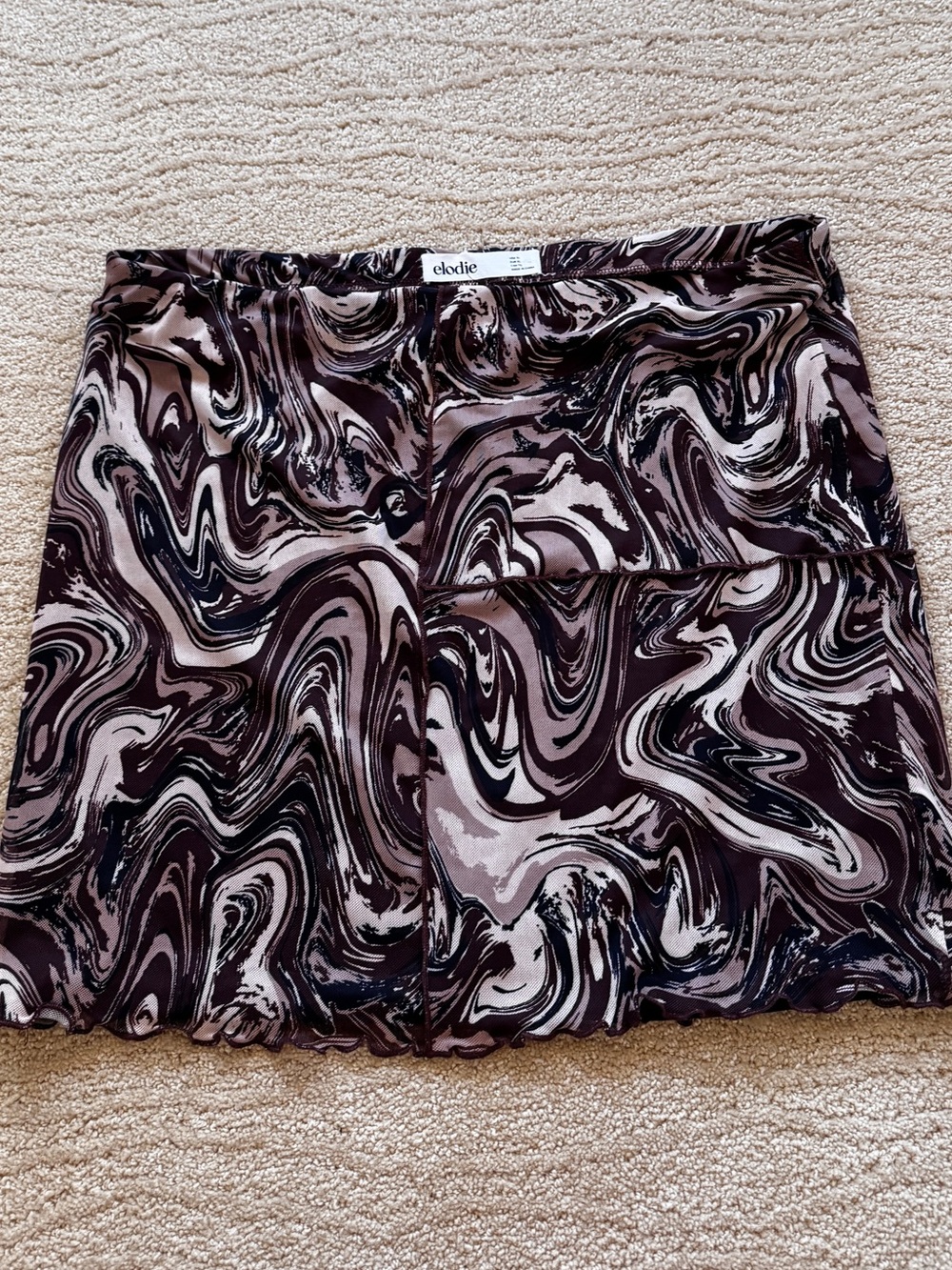 Elodie Mesh Print Mini Skirt (XL) (Brown Multi)